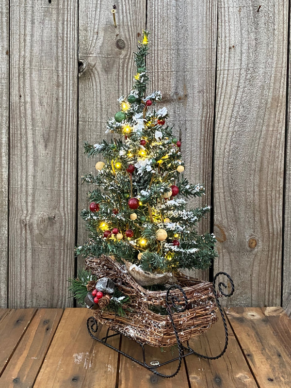 Rustic Holiday Tree Sleigh- Small