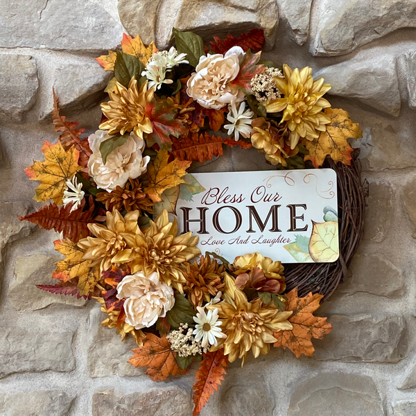 Bless This Home Fall Wreath